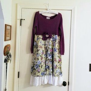 Upcycled gypsy, hippie, bohemian sweater dress